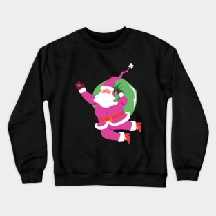 Vintage Pink Santa Claus Pink Christmas Design Crewneck Sweatshirt